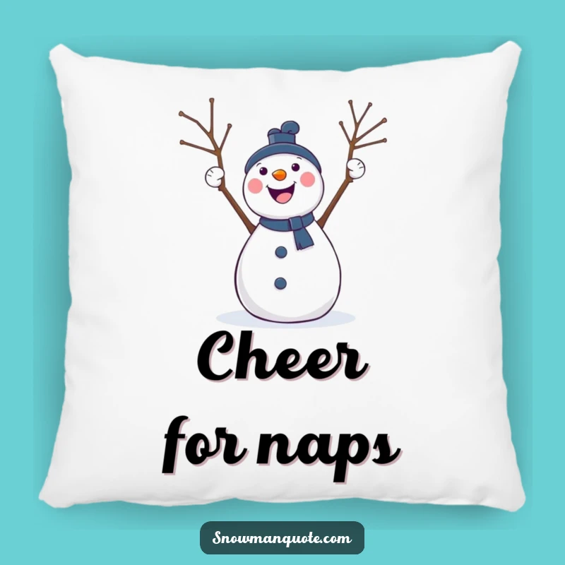 Cozy Funny Cheering Snowman Pillow: Soft Twig Arm Comfort Gift