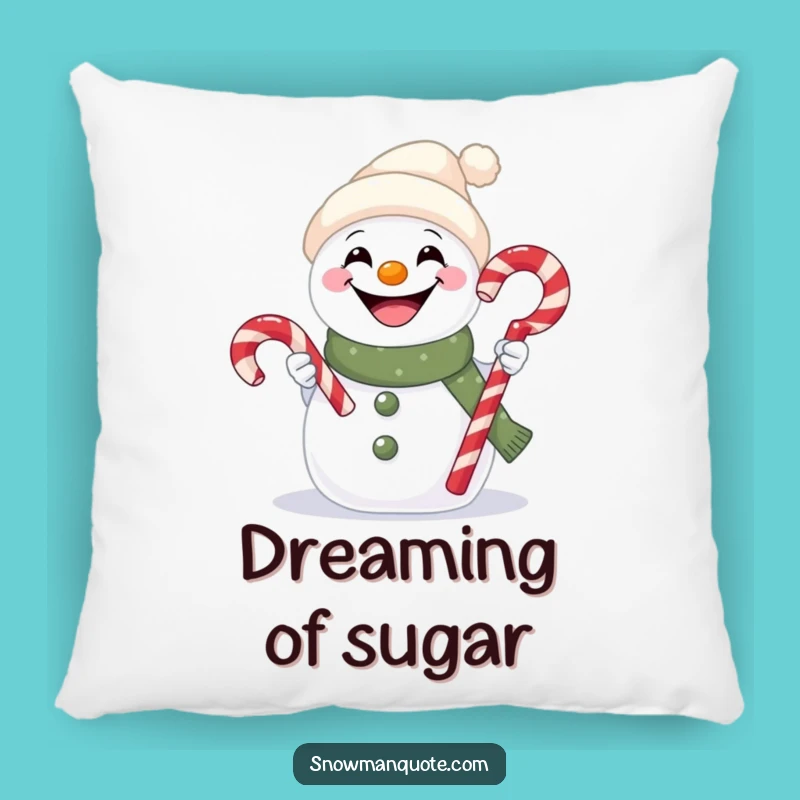 Funny Snowman Candy Cane Pillow - Cozy Comfort with a Sweet Winter Vibe