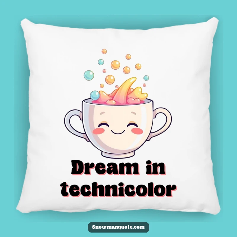 Funny Rainbow Teacup Pillow: Soft & Cozy Overflowing Design, A Humorous Comfort Gift
