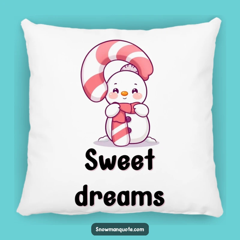 Funny Shy Snowman Candy Cane Pillow: Cozy Holiday Accent