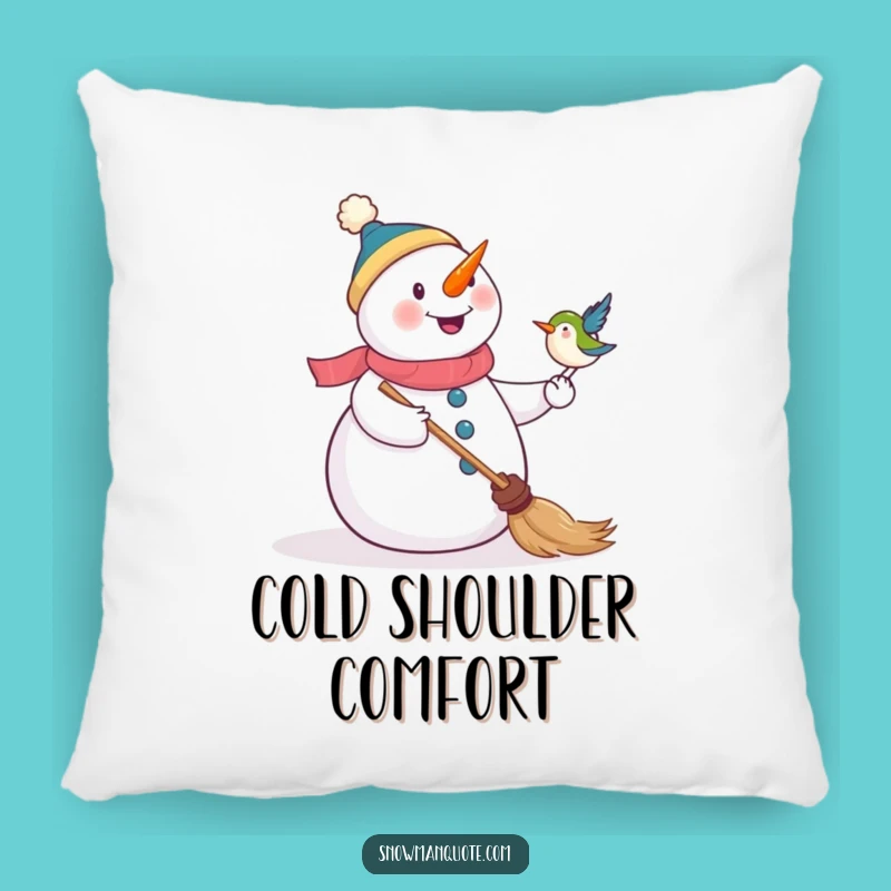 Funny Snowman & Bird Pillow - Cozy Comfort & Humorous Decor Gift