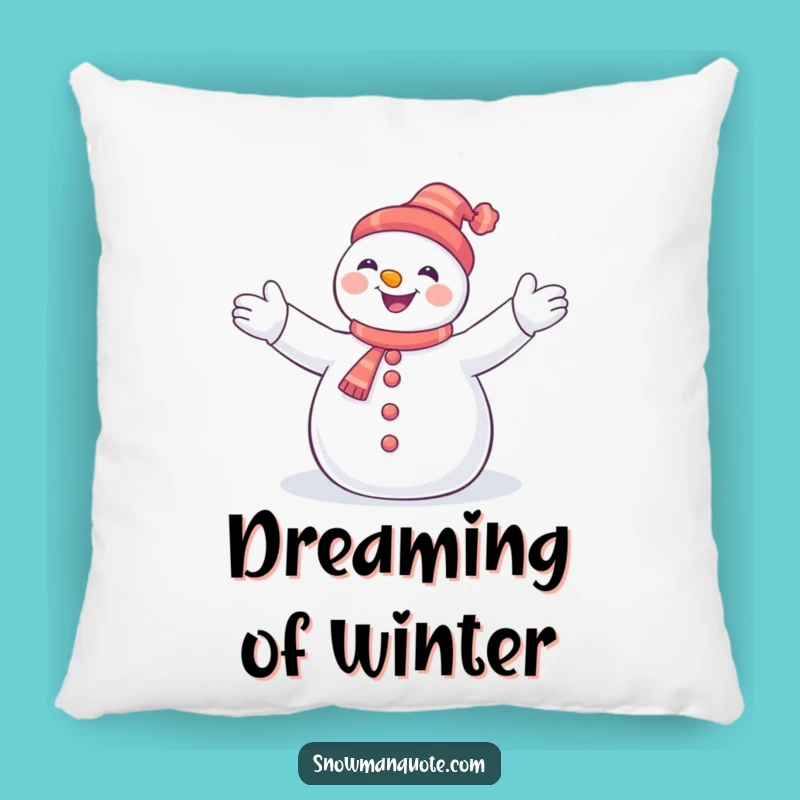 Funny Snowman Embracing Snowflakes Pillow: Cozy & Cheerful Accent