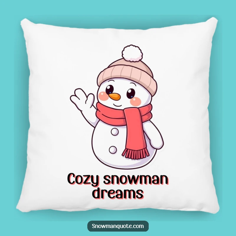Funny Snowman Friendly Wave Pillow: Cozy Comfort with Welcoming Winter Art