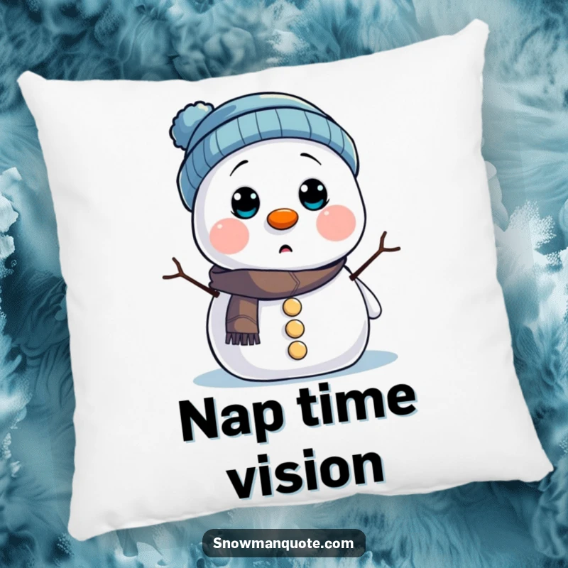 Funny Pillow: A snowman comically hiding under its hat, offering comfort and a dose of whimsical humor. A cozy delight.