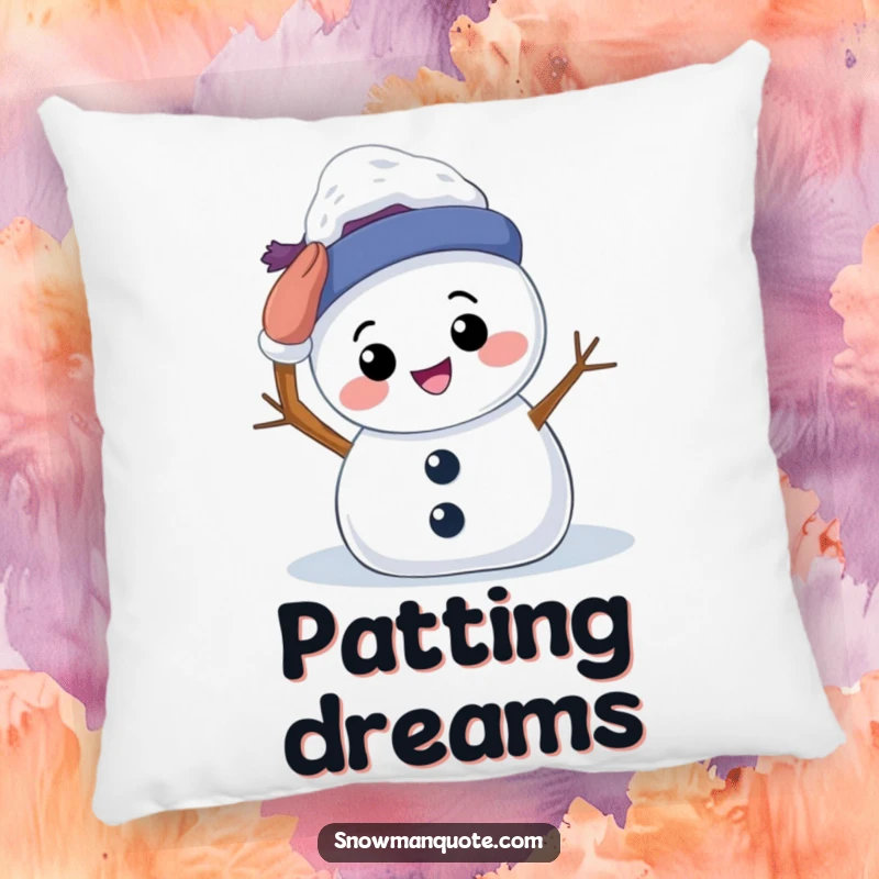 Funny Pillow: A smiling snowman patting its own head, offering comfort and a dose of heartwarming self-acceptance. Soft and sweet.