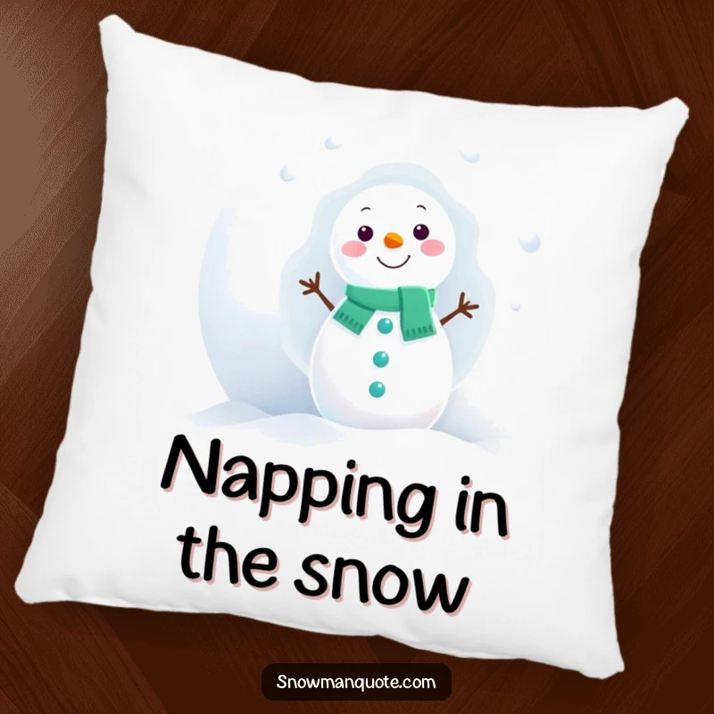 Funny Snowman Pillow: A soft pillow design of a snowman peeking from behind a huge snowball.