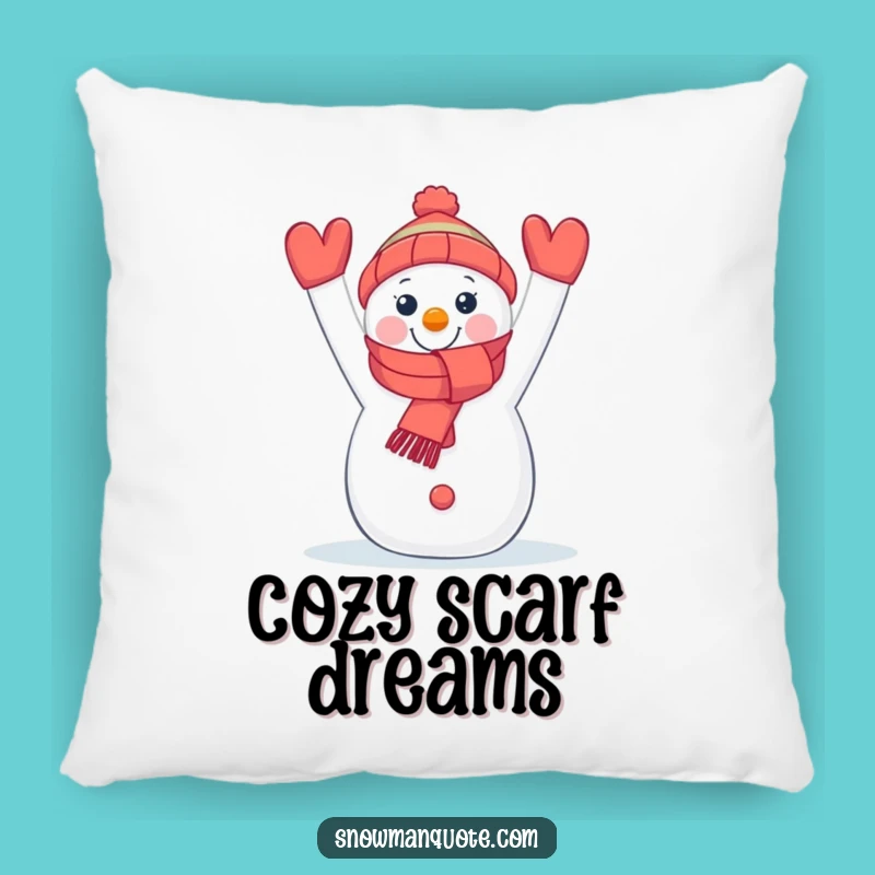 Funny Snowman Scarf Pillow - Cozy Cheerful Winter Accent