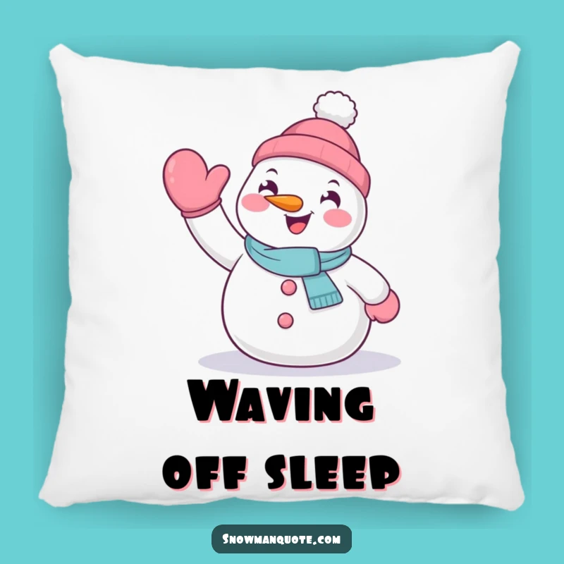 Funny Waving Snowman Pillow - Cozy Enthusiastic Accent