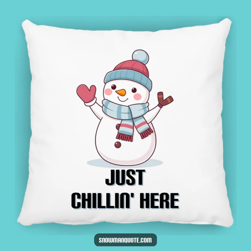 Funny Snowman Pillow - Jaunty Scarf Comfort & Cozy Winter Humor Gift