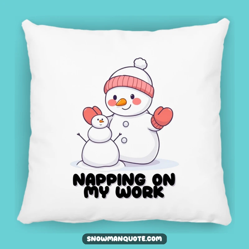 Funny Snowman Mittens Pillow: Cozy Comfort with Hilarious Winter Building Vibes Gift