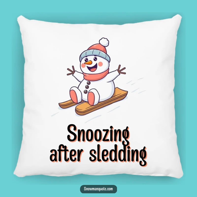 Funny Snowman Sledding Pillow: Cozy Winter Comfort for Hilarious Decor