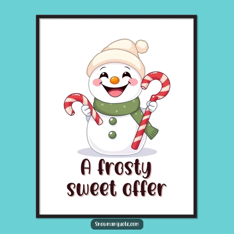 Funny Snowman Candy Cane Digital Art - Instant Holiday Cheer for Your Walls