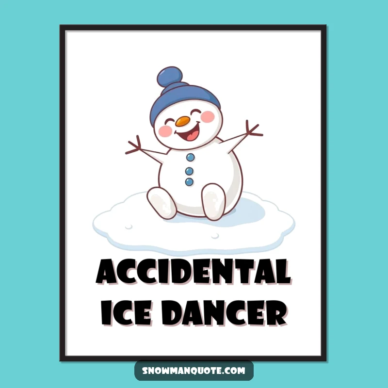 Funny Slipping Snowman Digital Art - Hilarious Winter Decor