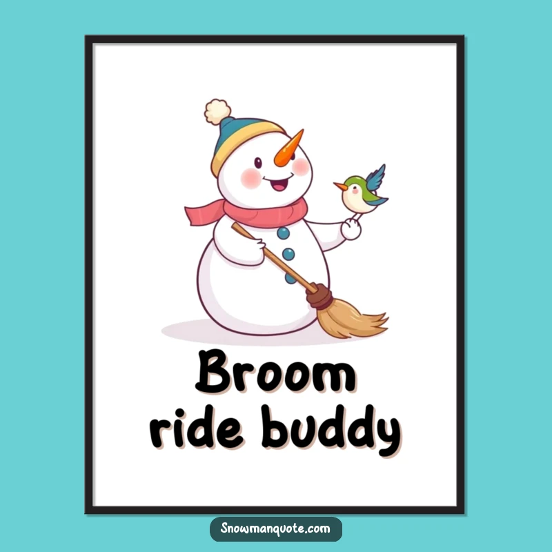 Funny Snowman & Bird Digital Print - Instant Winter Humor & Decor