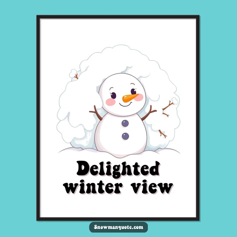 Funny Snowman Digital Art - Peeking Delight Print for Instant Joy Gift