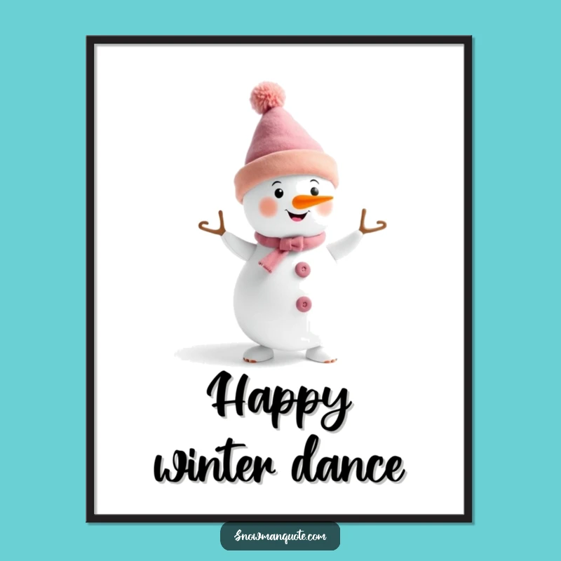 Funny Dancing Snowman Hat Digital Art: Printable Winter Dance, Instant Funny Gift