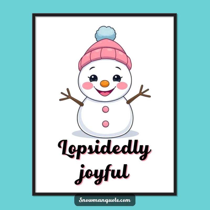 Funny Grinning Snowman Digital Art - Quirky Winter Decor