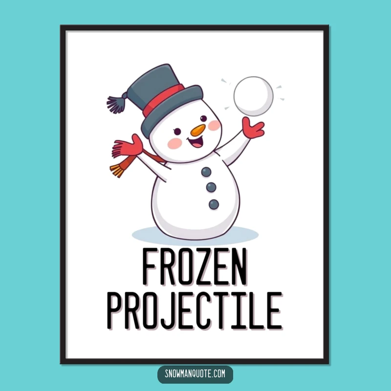 Funny Jolly Snowman Snowball Digital Art: Printable Winter Fun, Instant Funny Gift