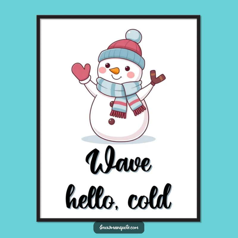 Funny Snowman Digital Art - Jaunty Scarf Wave Print for Instant Cheer Gift