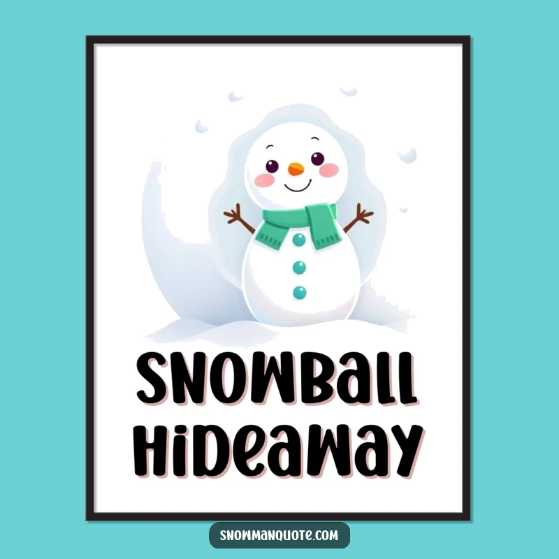 Funny Snowman Peek Digital Print: Giant Snowball Art, Instant Decor, Gift