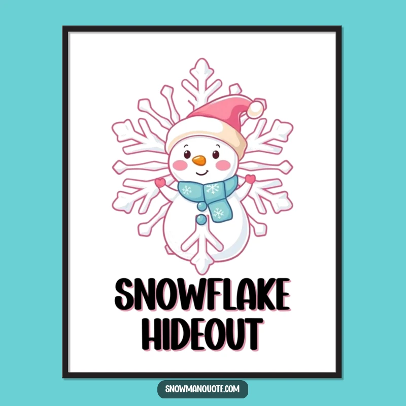 Funny Snowman Peeking Digital Art: Mysterious Winter Scene for Decor
