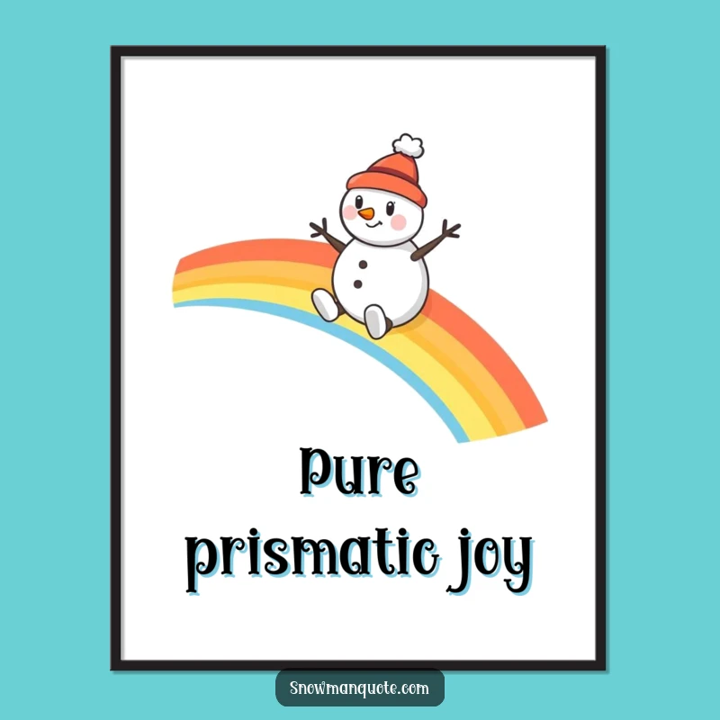 Funny Snowman Rainbow Slide Digital Art: Cheerful Printable for Instant Joyful Decor