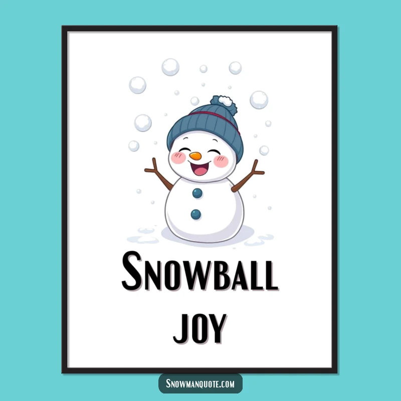 Funny Snowman Snowball Fight Digital Art - Instant Winter Fun Decor