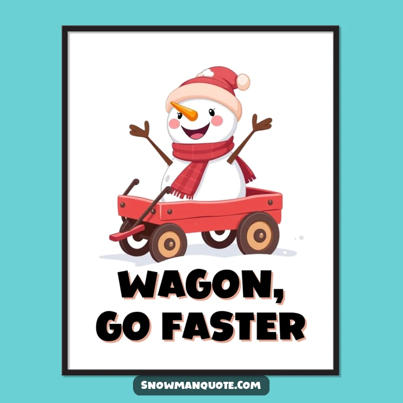 Funny Snowman Wagon Ride Digital Art Print - Instant Joyful Decor, Perfect Funny Gift