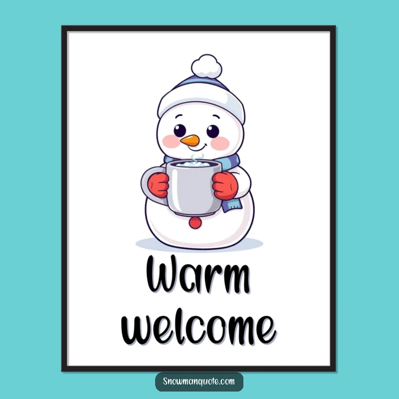 Funny Warm Snowman Digital Art: Cozy Offering Print