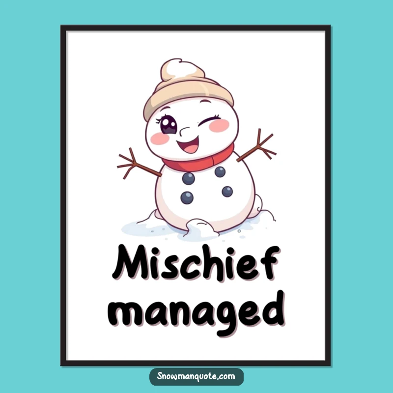 Funny Snowman Rolling Digital Art Print: Instant Mischief and Adventure for Your Walls Funny Gift