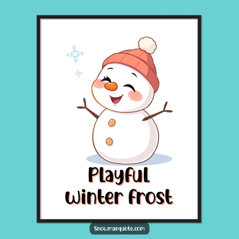 Funny Snowman Wink Digital Art: Cheerful Winter Pal Winking, Instant Download Funny Decor