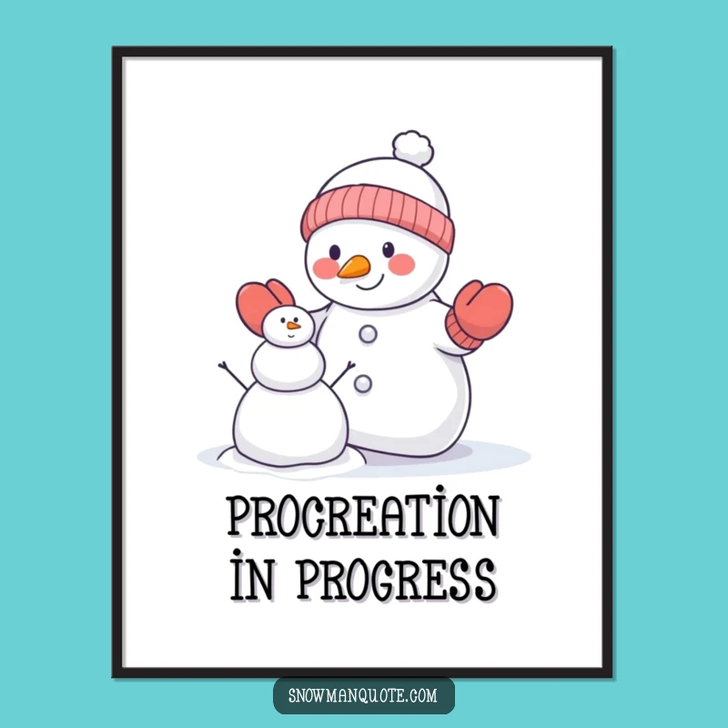 Funny Snowman Mittens Digital Art Print: Instant Winter Building Humor Gift