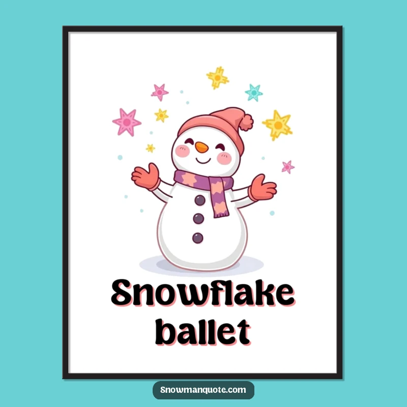 Funny Snowman Juggling Digital Art - Winter Printable Decor Gift