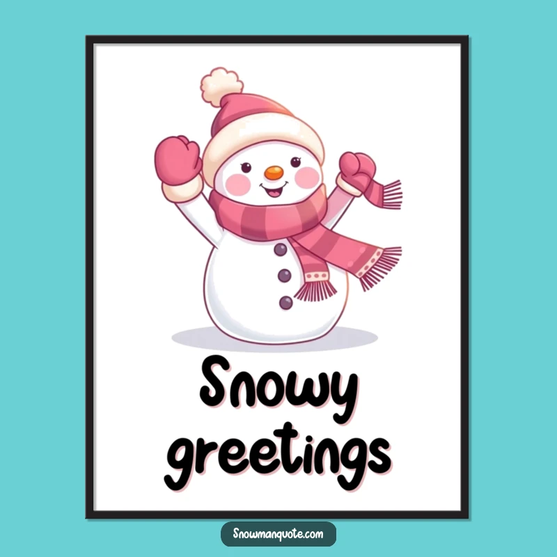 Funny Snowman Banner Digital Art: Cheerful Winter Print, Instant Festive Decor