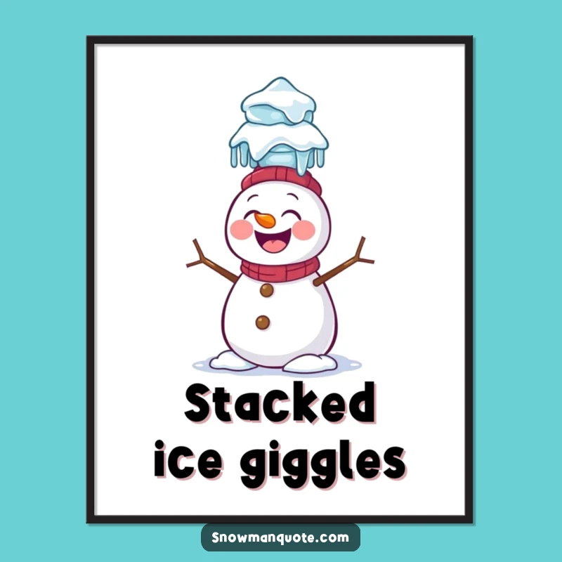 Funny Snowman Icicle Digital Art: Winter Comedy Act, Instant Download Funny Decor