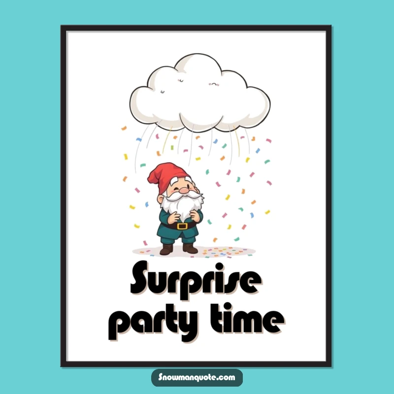 Funny Confetti Cloud Gnome Digital Art - Whimsical Print for Instant Enchanting Decor