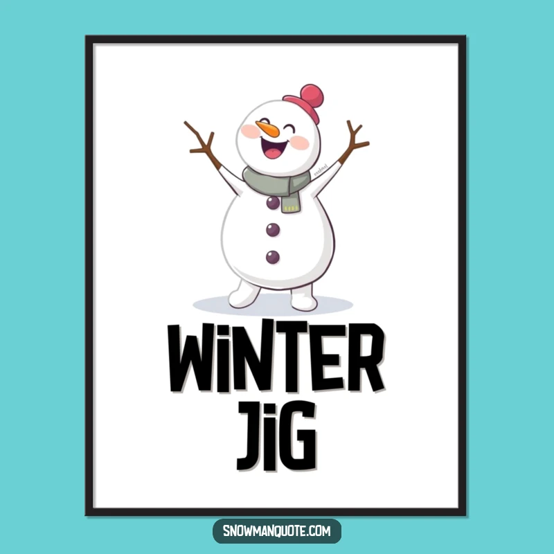 Funny Jigging Snowman Digital Art - Instant Winter Dance Party Decor