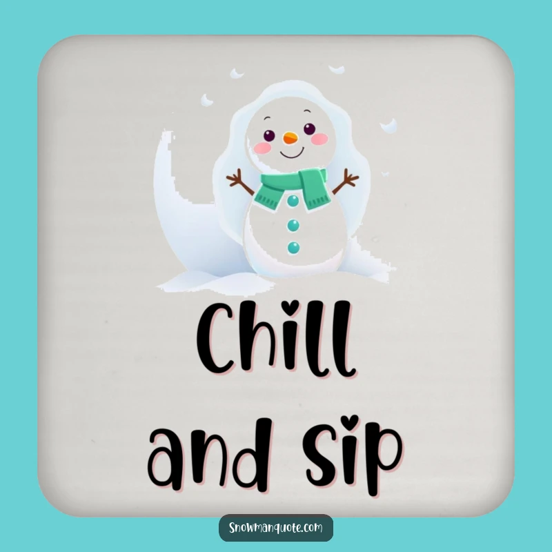 Funny Snowman Peek Coaster: Giant Snowball, Protect Surfaces, Gift