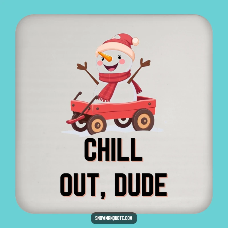 Funny Snowman Wagon Ride Coaster Set - Protect Surfaces with Humor, Funny Gift