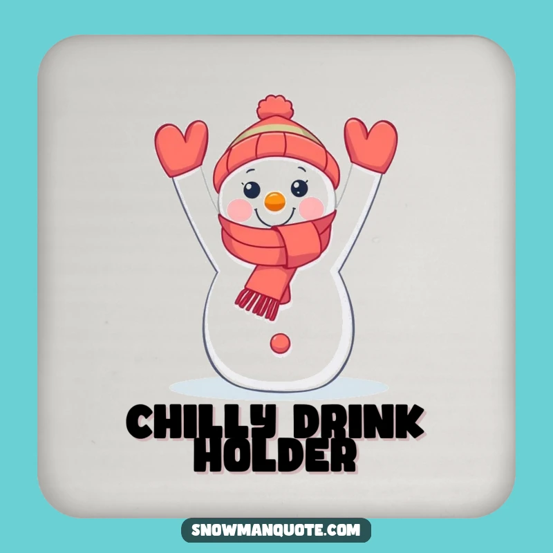 Funny Snowman Scarf Coaster - Cheerful Winter Table Protection