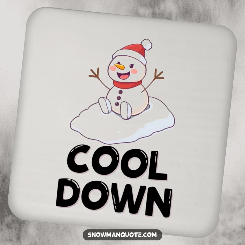 Funny Playful Snowman Hill Coaster depicting a joyful snowman sliding down a snowy hill with a happy expression.