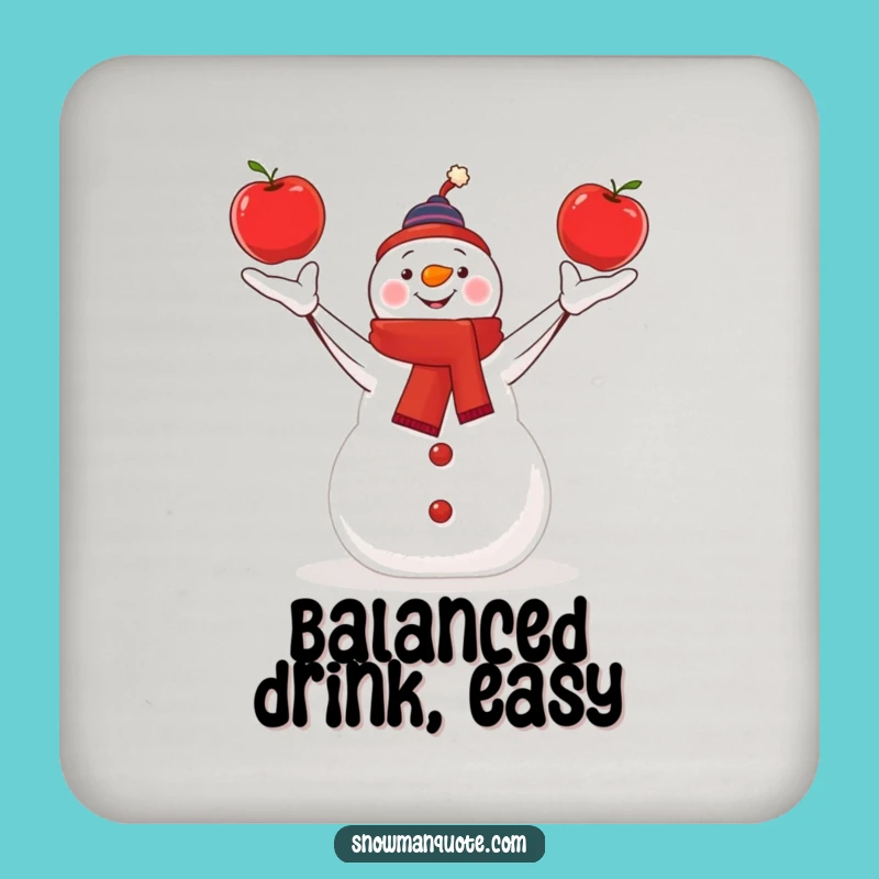 Funny Juggling Snowman Coaster - Apple Acrobat Protection for Drinks Gift