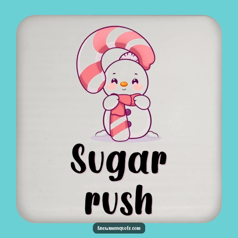 Funny Shy Snowman Candy Cane Coaster: Sweet Holiday Protection