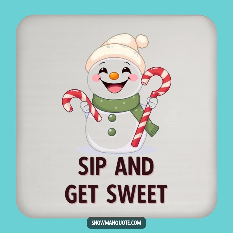 Funny Snowman Candy Cane Coaster - Protect Surfaces with Holiday Sweetness
