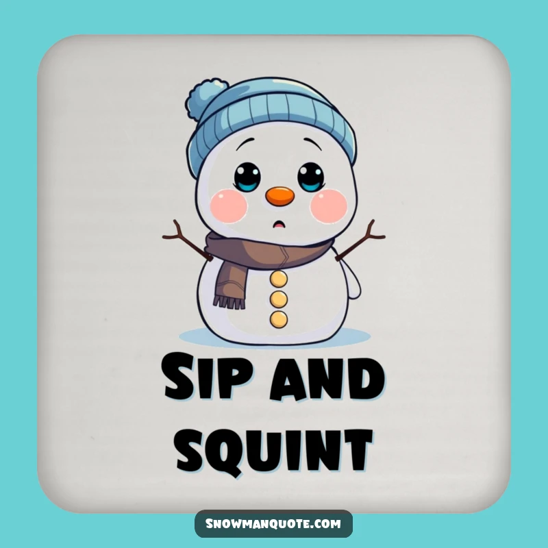 Funny Snowman Hat Drink Coaster: Protect Surfaces with Humor and This Surprised Buddy Funny Gift