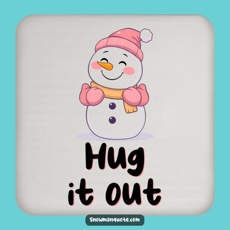 Funny Snowman Hugging Coaster: Protect Surfaces with Warmth