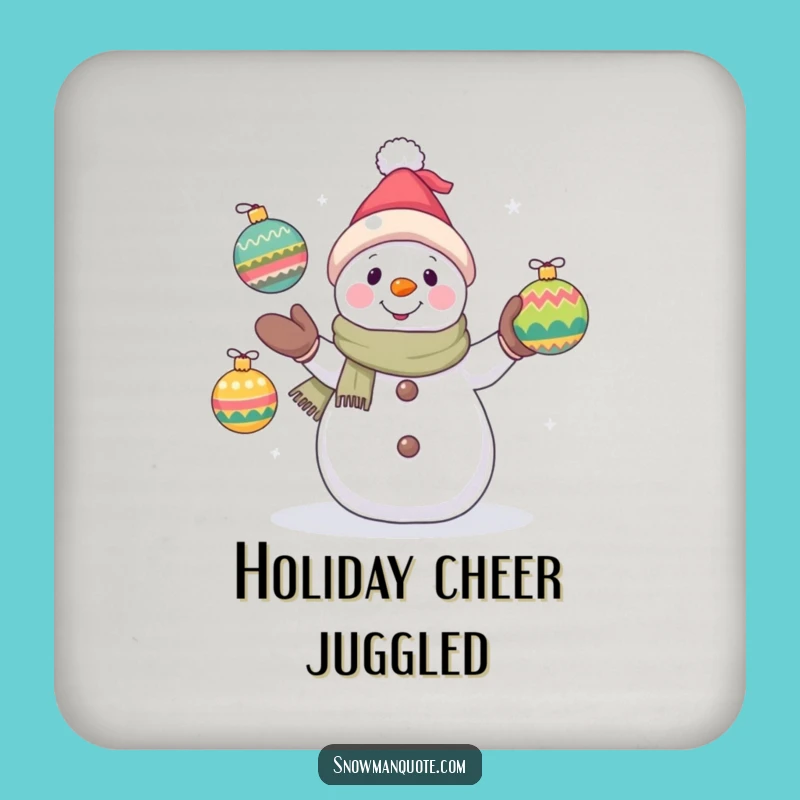 Funny Snowman Juggling Coasters: Protect Surfaces with Hopeful Holiday Charm Gift