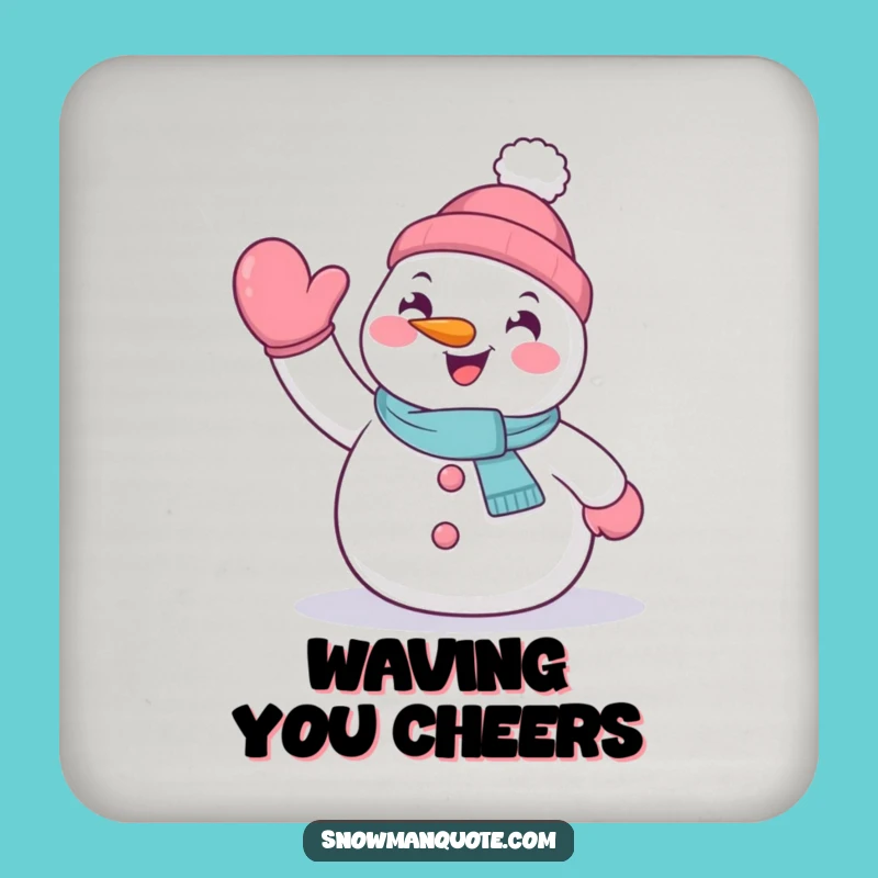 Funny Waving Snowman Coaster - Enthusiastic Winter Table Protection