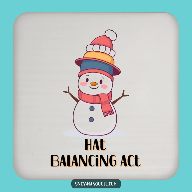 Funny Wobbly Hat Snowman Coaster - Protect Surfaces with Humor