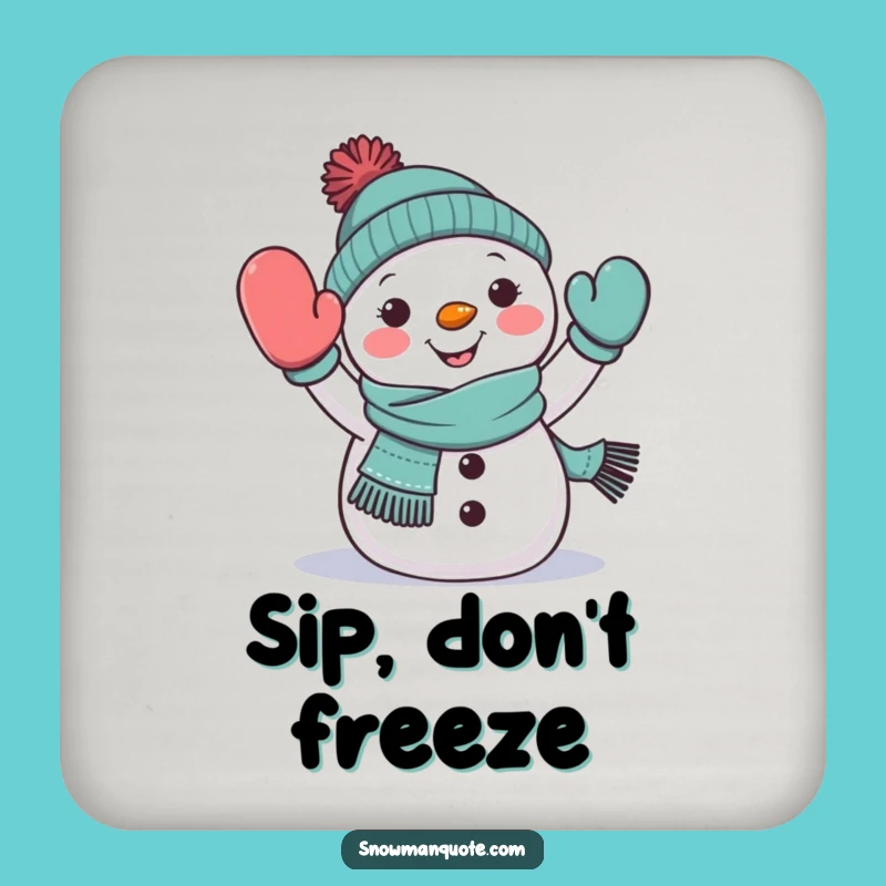 Funny Snowman Waving Coaster: Cheerful Winter Protection for Tables